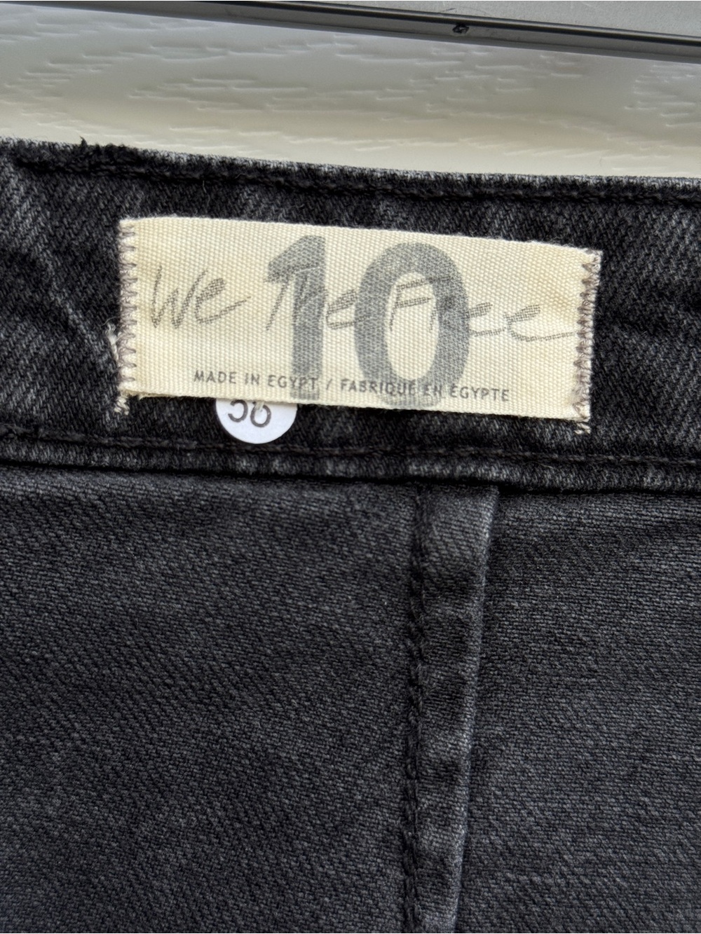 We The Free Black Denim Mini Skirt Zip Slit Stretch Size 10 - Picture 9 of 12